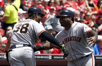 Mike Morse & Pablo Sandoval; all hugs and handshakes in San Fran